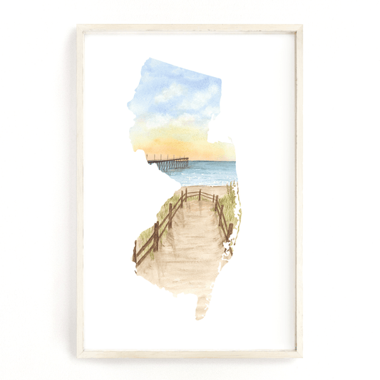 New Jersey Watercolor Print, New Jersey State Art, Home State, New Jersey Print, Jersey Shore NJ Emilie Taylor Art