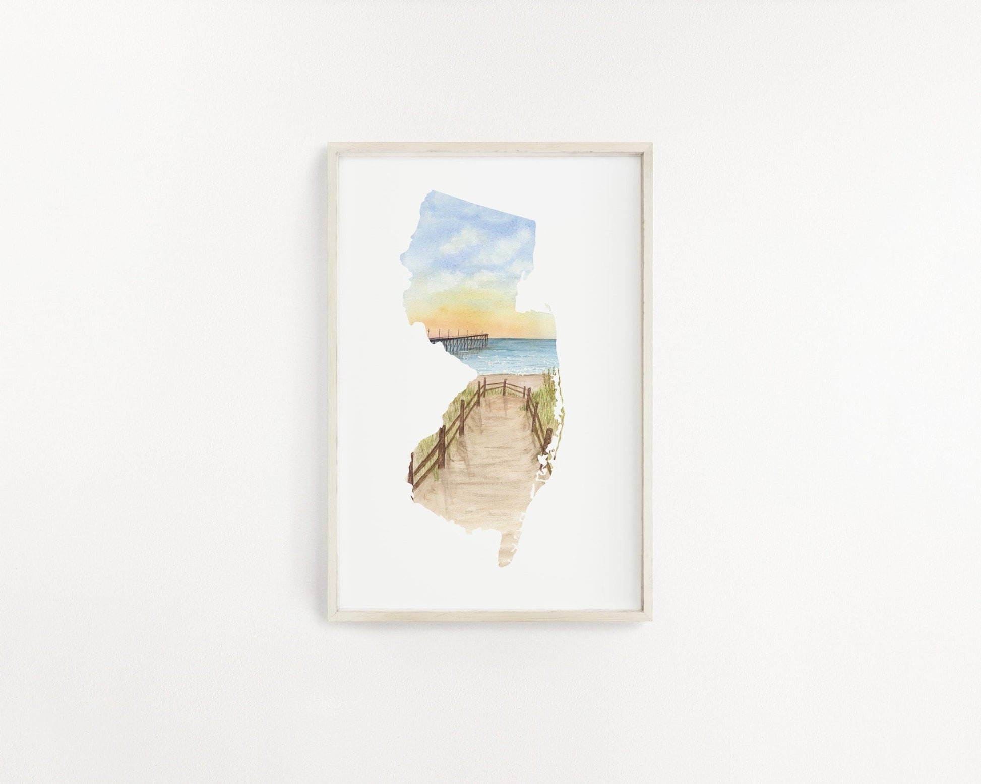 New Jersey Watercolor Print, New Jersey State Art, Home State, New Jersey Print, Jersey Shore NJ Emilie Taylor Art