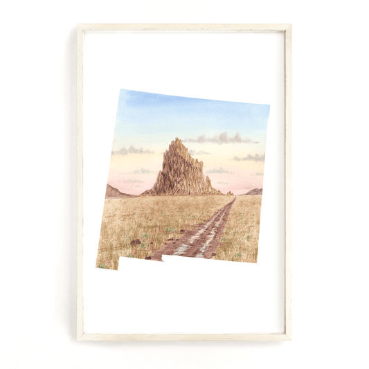 New Mexico Watercolor Print, New Mexico State Art, New Mexico Map Poster, Long distance art gift Emilie Taylor Art