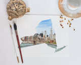 New York City Print, Manhattan and Brooklyn Bridge Print, New York State Art, Emilie Taylor Art