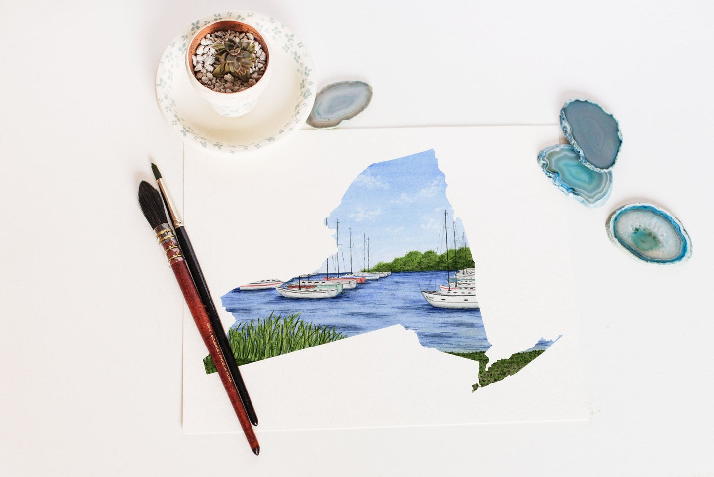 New York City Print, Manhattan and Brooklyn Bridge Print, New York State Art, Emilie Taylor Art