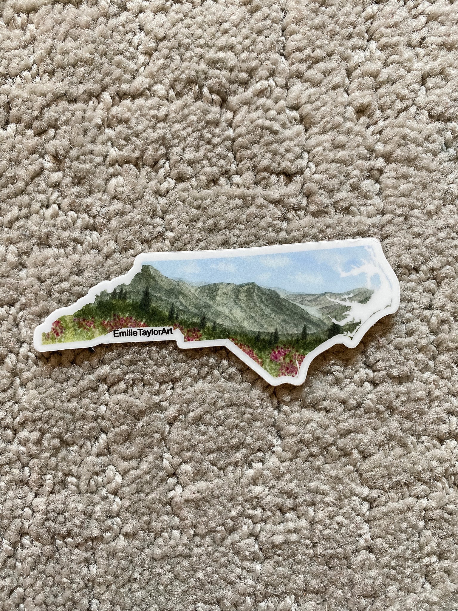 North Carolina Decal, Watercolor North Carolina Sticker, NC Car Decal, State Decal, State Sticker, Thermos Decal, Waterproof NC Decal Emilie Taylor Art