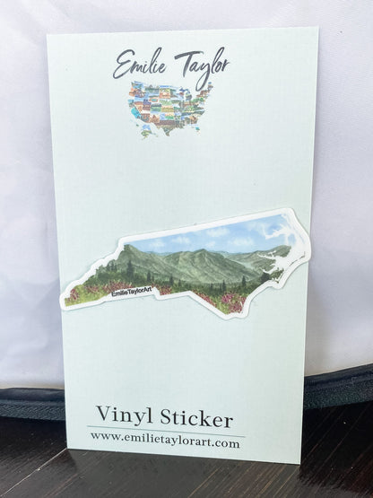 North Carolina Decal, Watercolor North Carolina Sticker, NC Car Decal, State Decal, State Sticker, Thermos Decal, Waterproof NC Decal Emilie Taylor Art