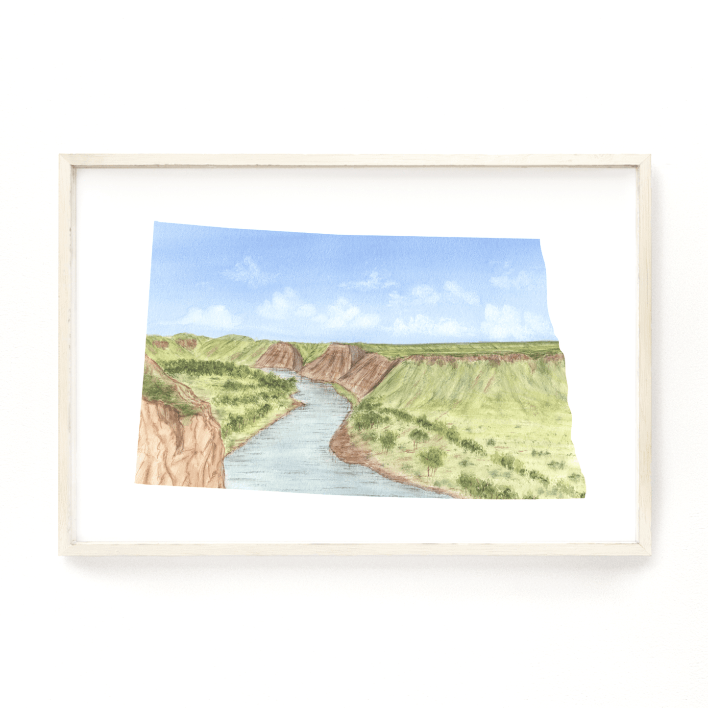 North Dakota Watercolor Print, Lake Getaway North Dakota State Art, Sunset in ND Emilie Taylor Art