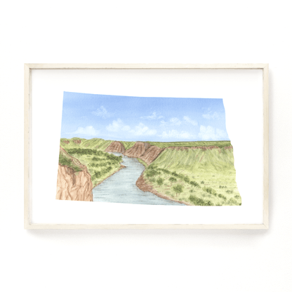 North Dakota Watercolor Print, Lake Getaway North Dakota State Art, Sunset in ND Emilie Taylor Art