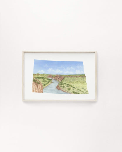 North Dakota Watercolor Print, Lake Getaway North Dakota State Art, Sunset in ND Emilie Taylor Art