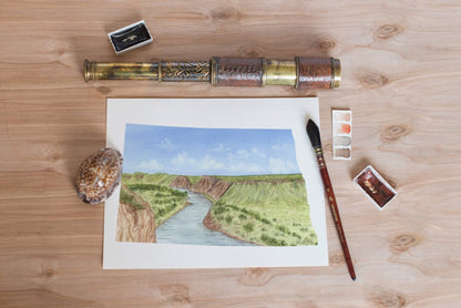 North Dakota Watercolor Print, Lake Getaway North Dakota State Art, Sunset in ND Emilie Taylor Art