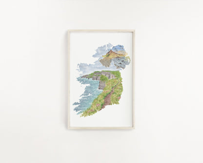 Northern Ireland Watercolor Print, Ireland Painting, Giant's Causeway Ireland Emilie Taylor Art