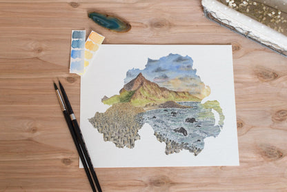 Northern Ireland Watercolor Print, Ireland Painting, Giant's Causeway Ireland Emilie Taylor Art