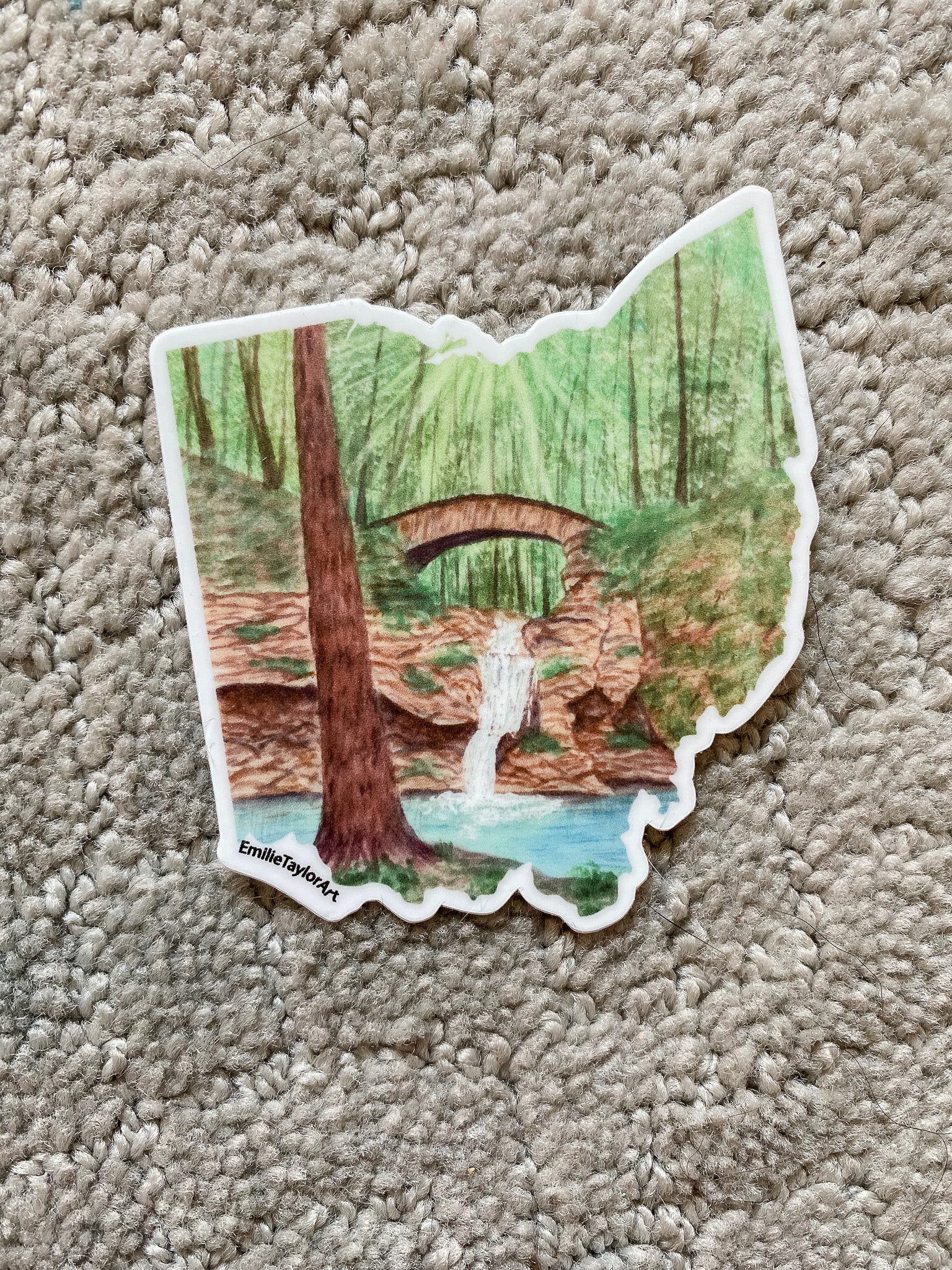 Ohio Decal, Watercolor Ohio Sticker, OH Car Decal, State Decal, State Sticker, Thermos Decal, Waterproof OH Decal, Hocking Hill Sticker Emilie Taylor Art