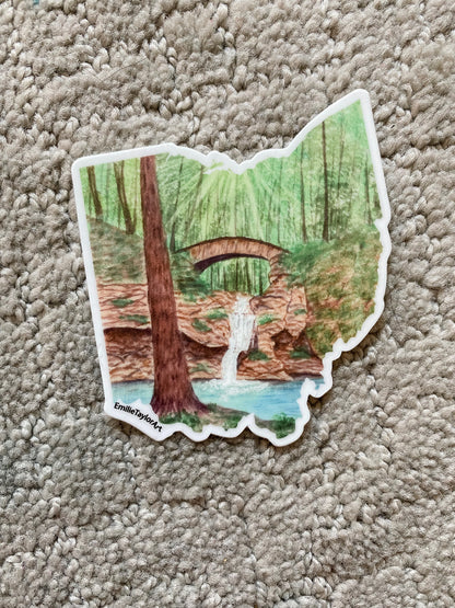 Ohio Decal, Watercolor Ohio Sticker, OH Car Decal, State Decal, State Sticker, Thermos Decal, Waterproof OH Decal, Hocking Hill Sticker Emilie Taylor Art