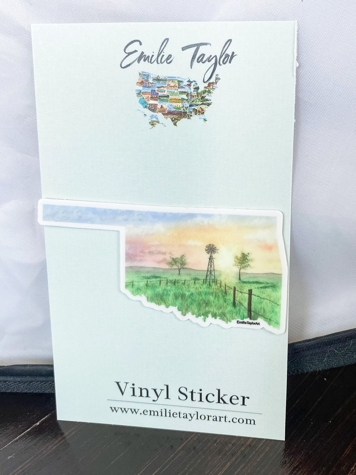 Oklahoma Decal, Watercolor Oklahoma Sticker, OK Car Decal, State Decal, State Sticker, Thermos Decal, Waterproof OK Decal, Oklahoma Farms Emilie Taylor Art