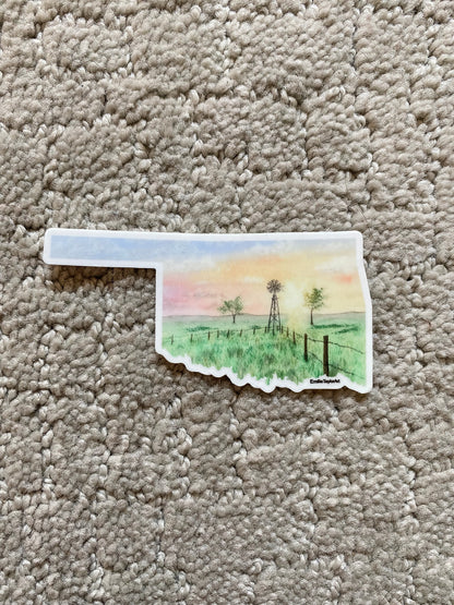 Oklahoma Decal, Watercolor Oklahoma Sticker, OK Car Decal, State Decal, State Sticker, Thermos Decal, Waterproof OK Decal, Oklahoma Farms Emilie Taylor Art