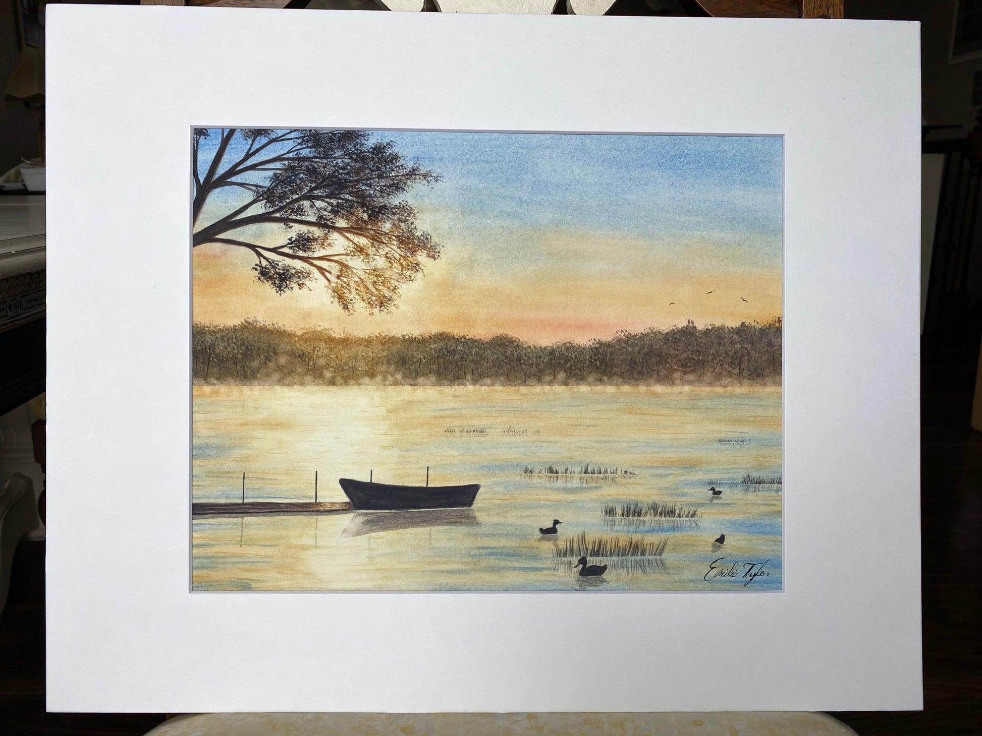 Original Painting "A Call to Quiet" Mated to size 16x20 Emilie Taylor Art