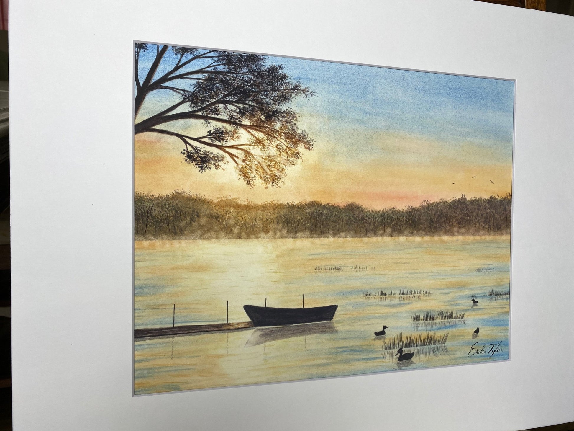 Original Painting "A Call to Quiet" Mated to size 16x20 Emilie Taylor Art