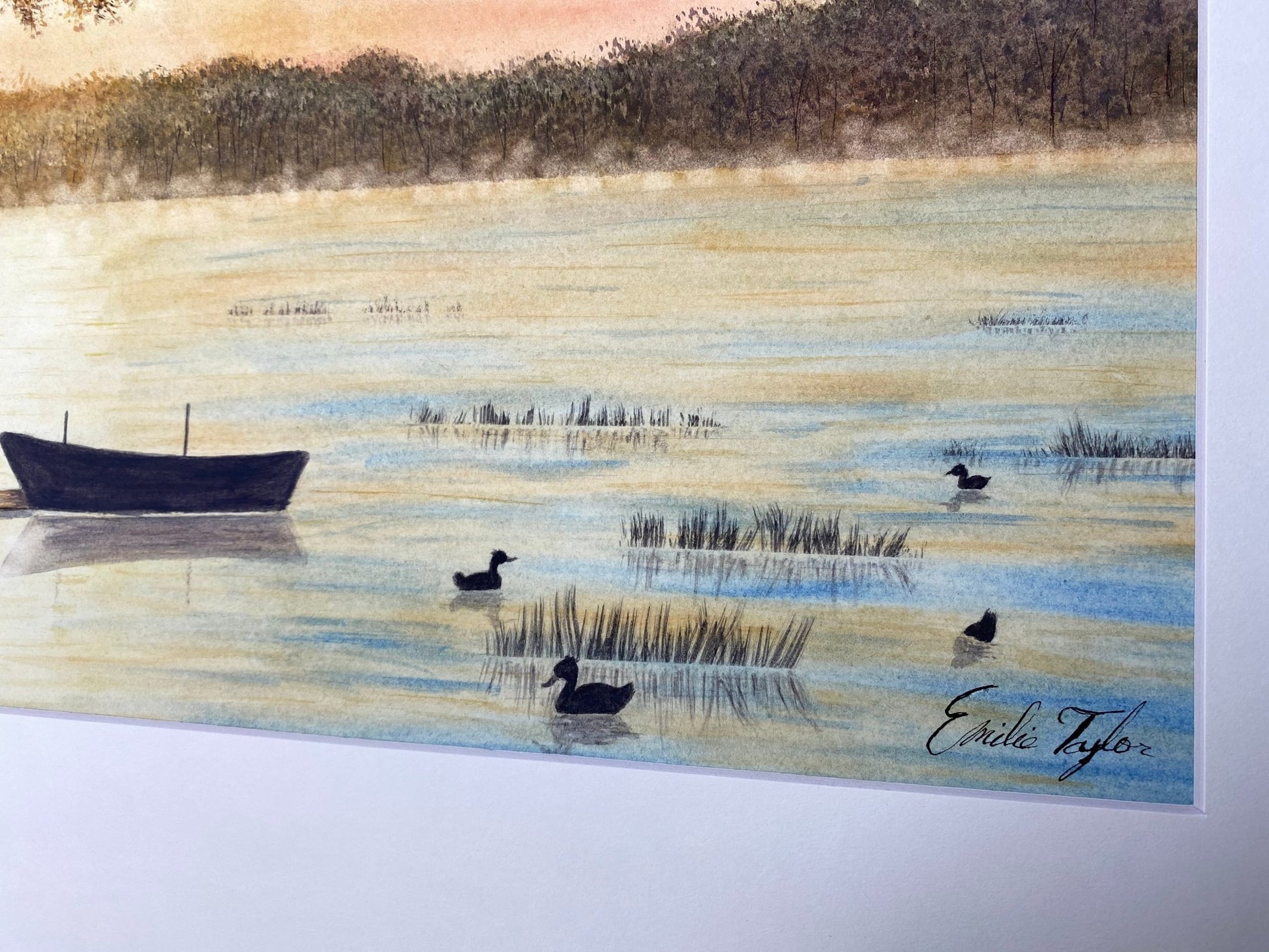 Original Painting "A Call to Quiet" Mated to size 16x20 Emilie Taylor Art