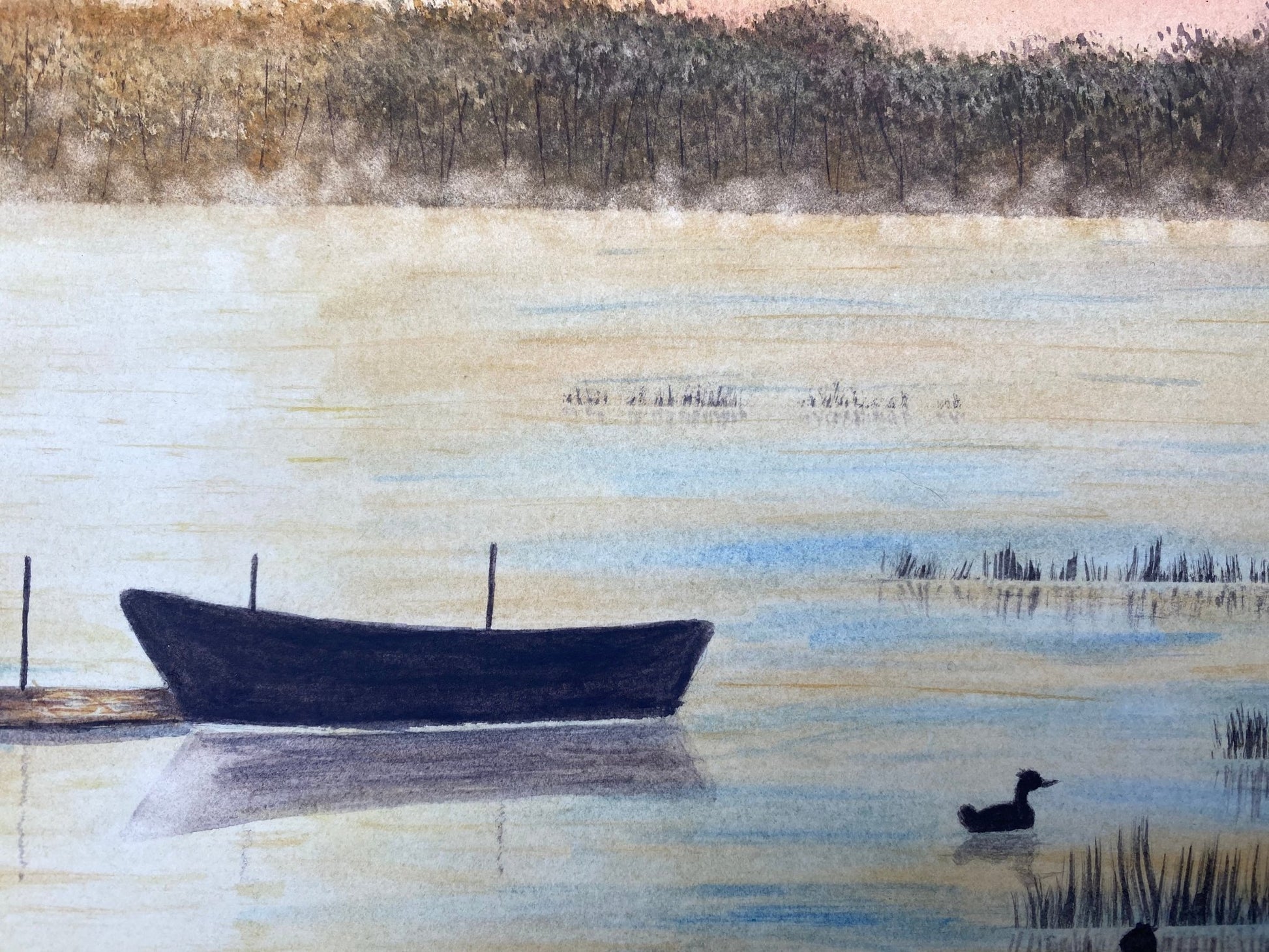 Original Painting "A Call to Quiet" Mated to size 16x20 Emilie Taylor Art