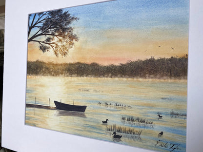 Original Painting "A Call to Quiet" Mated to size 16x20 Emilie Taylor Art