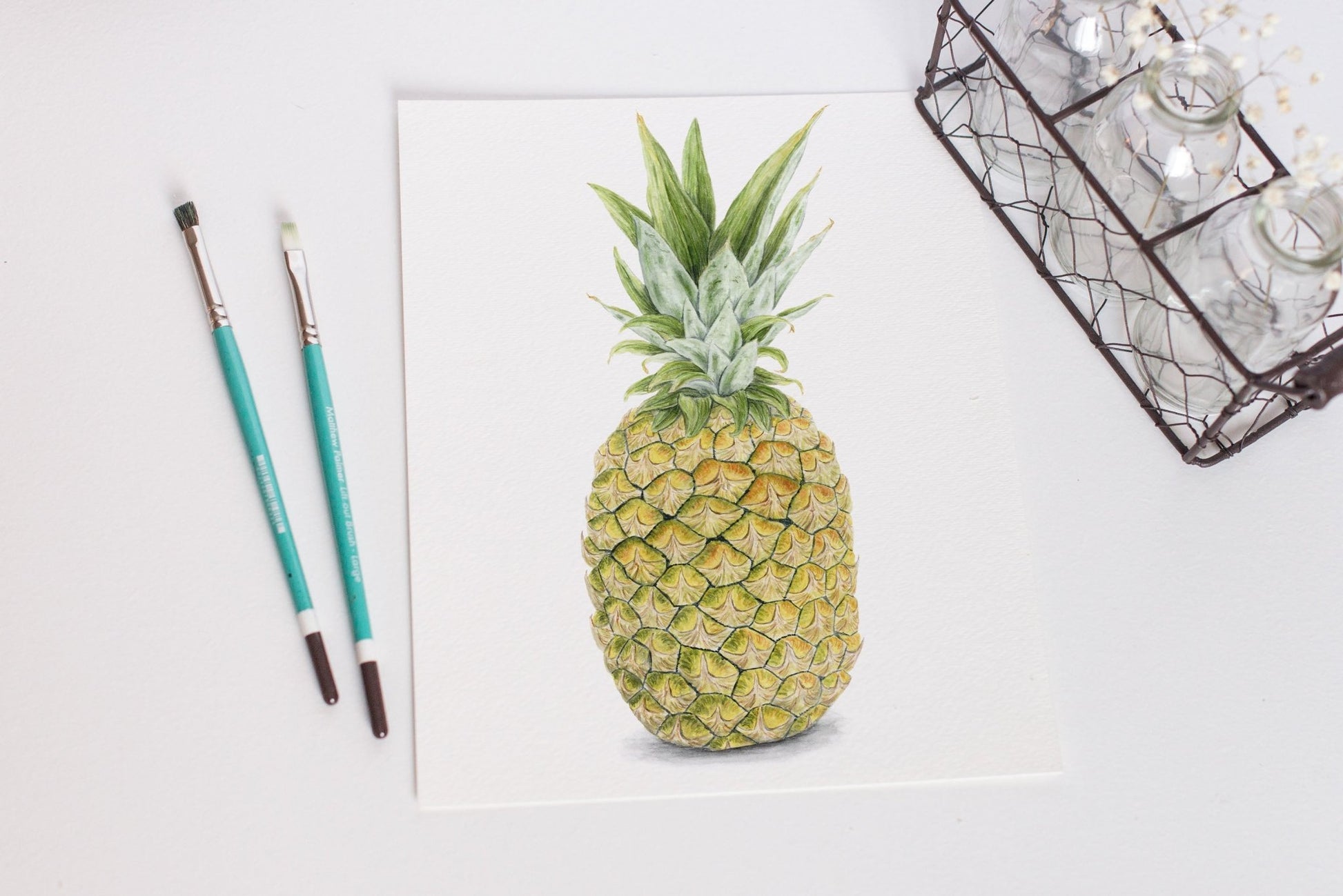 Pineapple Painting, Pineapple Print, Dining Room Decor, Fruit Painting, Realistic Food Art Emilie Taylor Art
