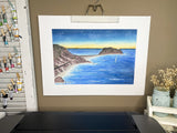 Point Sur Original Painting Mated to size 18x24 Emilie Taylor Art
