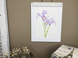 Purple Iris Original Painting Mated to size 11x14 Emilie Taylor Art