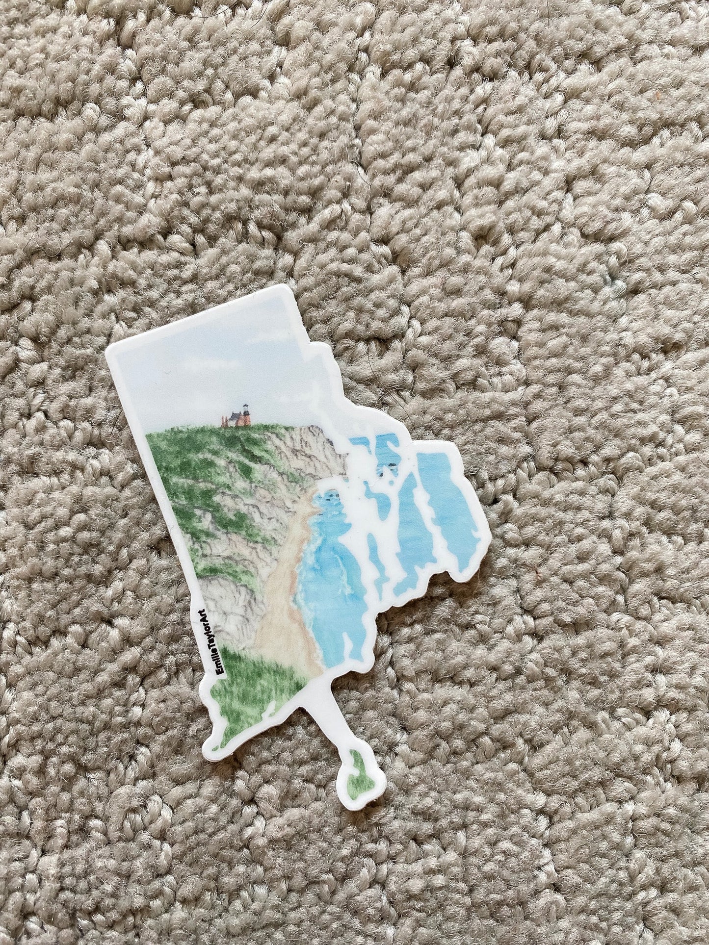 Rhode Island Decal, Watercolor Rhode Island Sticker, RI Car Decal, State Decal, State Sticker, Thermos Decal, Waterproof RI Decal, Emilie Taylor Art