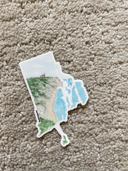 Rhode Island Decal, Watercolor Rhode Island Sticker, RI Car Decal, State Decal, State Sticker, Thermos Decal, Waterproof RI Decal, Emilie Taylor Art