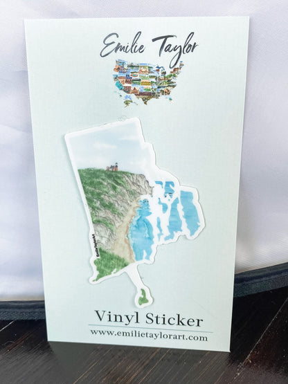 Rhode Island Decal, Watercolor Rhode Island Sticker, RI Car Decal, State Decal, State Sticker, Thermos Decal, Waterproof RI Decal, Emilie Taylor Art