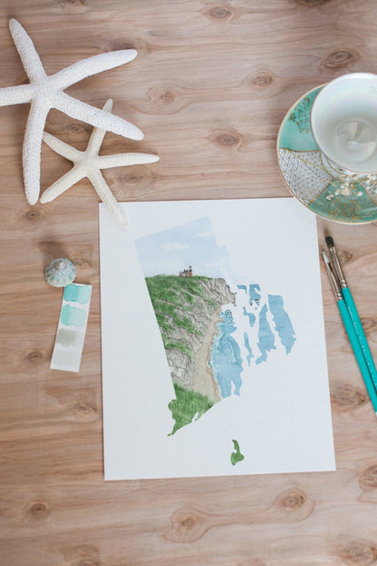 Rhode Island Watercolor Print, Rhode Island State Art, Rhode Island Print Gift, Rhode Island Art Emilie Taylor Art