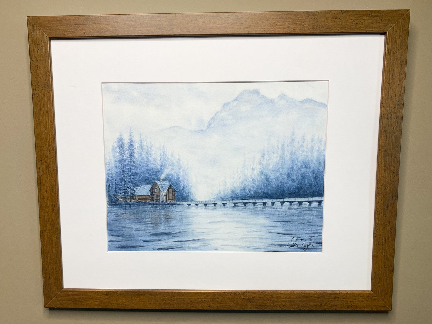 Sapphire Solace Original Painting matted to size 16x20 Emilie Taylor Art