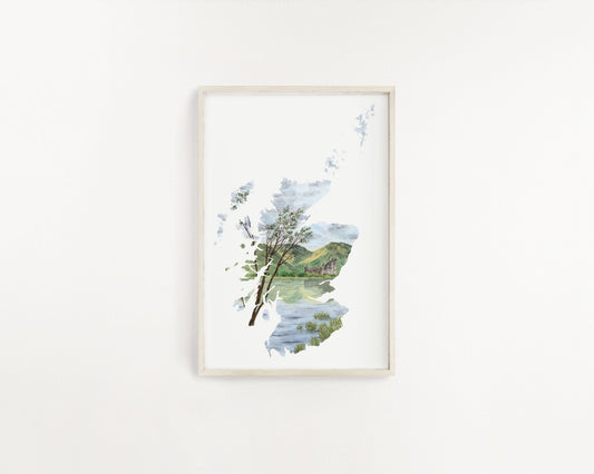 Scotland Watercolor Print, Scotland Art, Scotland Painting, Kilchurn Castle, Highlands Scotland Emilie Taylor Art