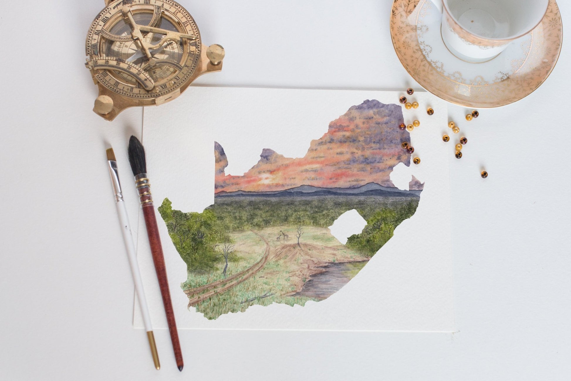 South Africa Watercolor Print, South Africa Painting, Kruger National Park, African Bush, Safari Art Emilie Taylor Art