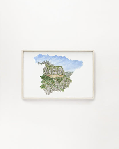 Spain Watercolor Print, Spain Art, Spain Painting, Montserrat, Spain Gift, Spain Souvenir, Spain Wall Art Emilie Taylor Art