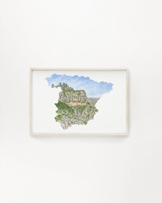 Spain Watercolor Print, Spain Art, Spain Painting, Montserrat, Spain Gift, Spain Souvenir, Spain Wall Art Emilie Taylor Art