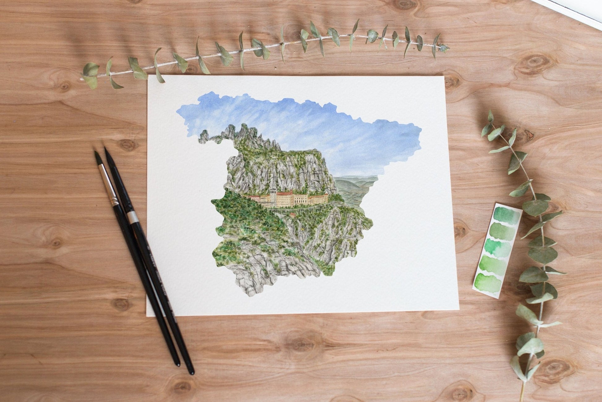 Spain Watercolor Print, Spain Art, Spain Painting, Montserrat, Spain Gift, Spain Souvenir, Spain Wall Art Emilie Taylor Art