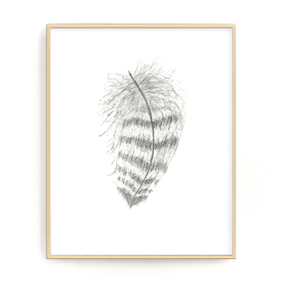 Striped Watercolor Feather, Feather Print, Boho Feather Art, Black & White Feather, Grey Decor Emilie Taylor Art