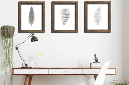 Striped Watercolor Feather, Feather Print, Boho Feather Art, Black & White Feather, Grey Decor Emilie Taylor Art