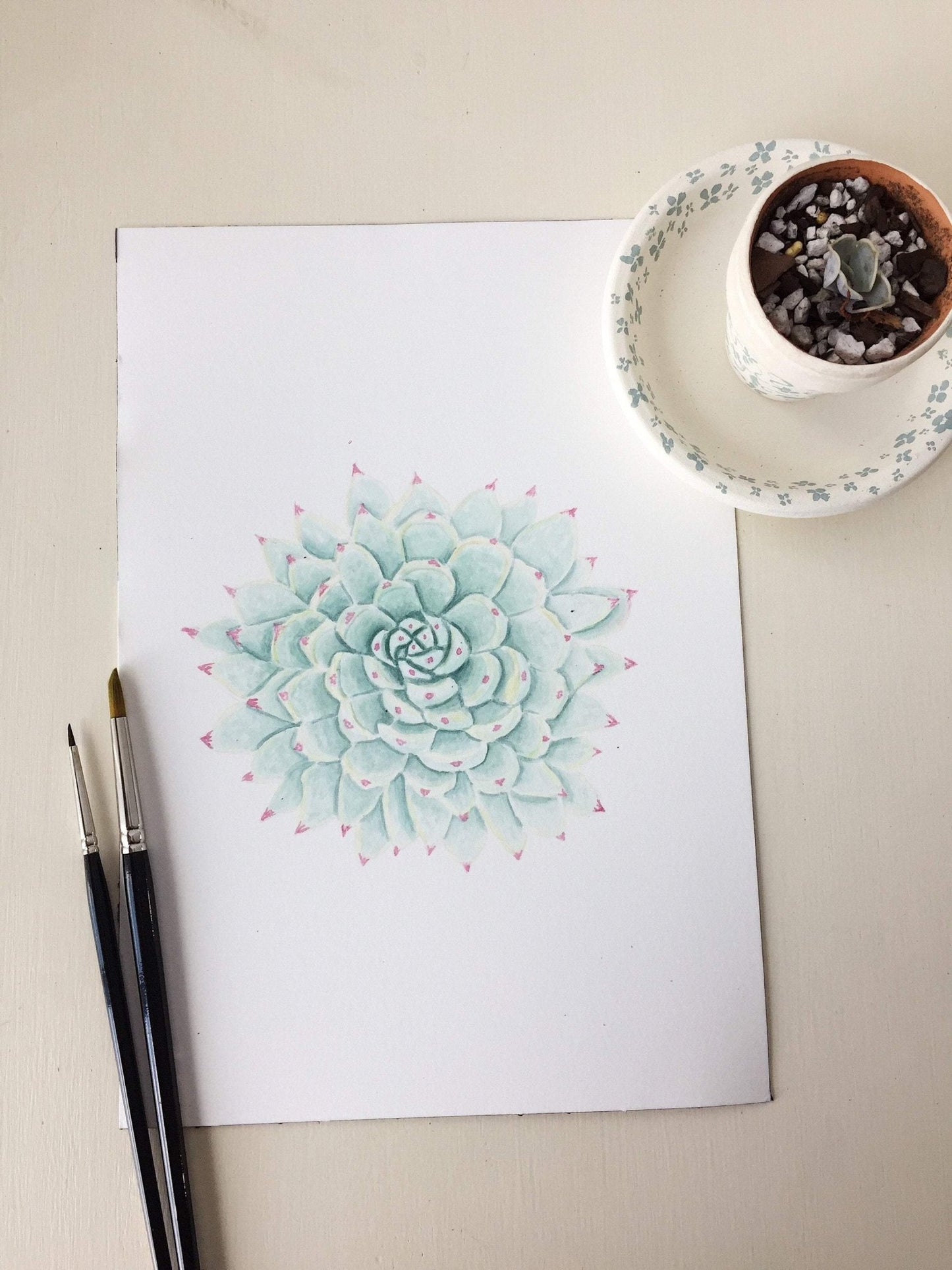 Succulent Print, Watercolor Succulent Painting, Succulent Decor, Desert plant, Blue Succulent, Emilie Taylor Art