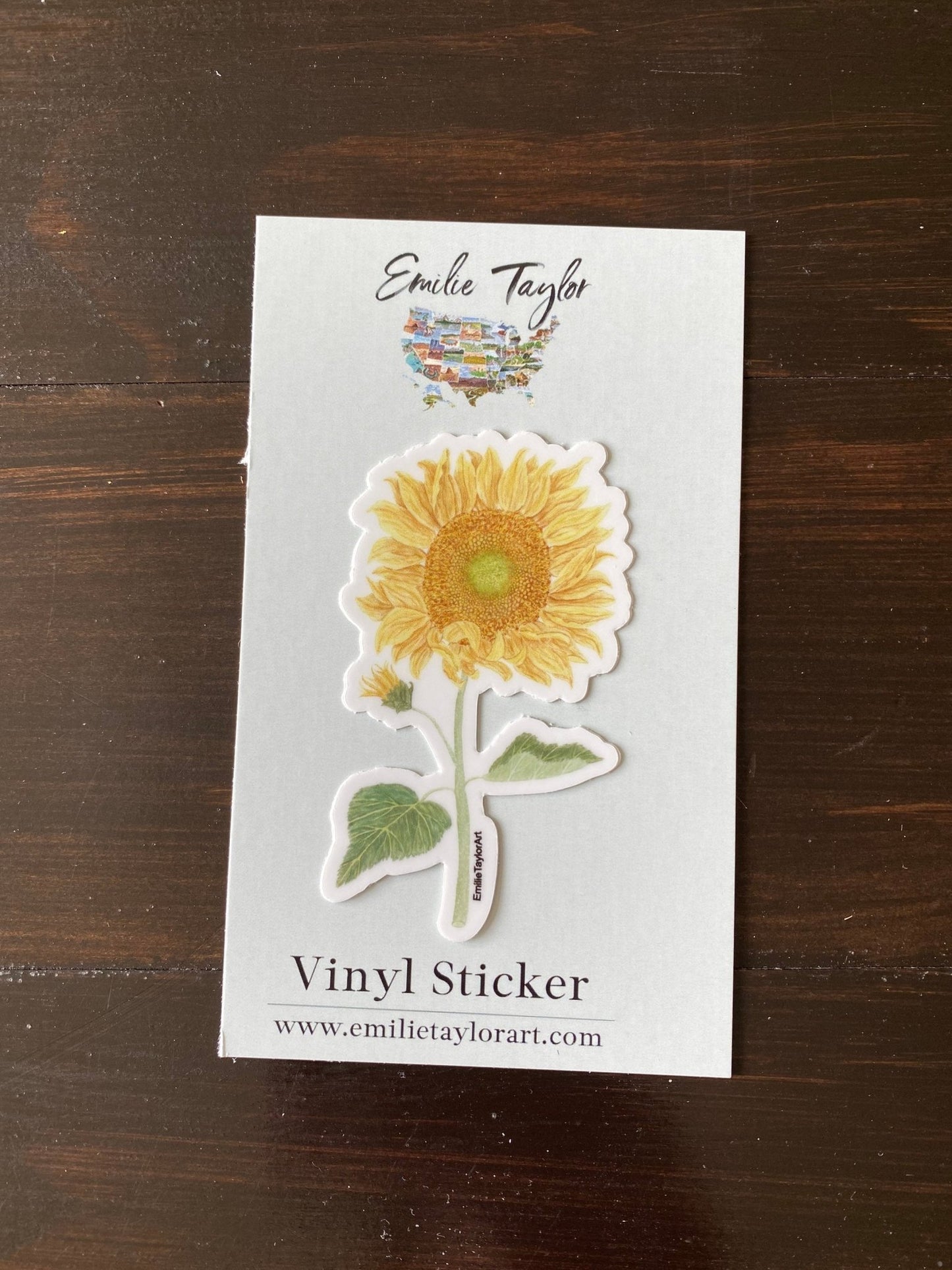 Sunflower Decal, Watercolor SunFlower Sticker, Mini Sunflower Decal, Flower Decal, Sunflower Sticker, Laptop Decal, Weatherproof Decal Emilie Taylor Art