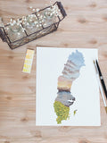 Sweden Watercolor Print, Sweden Art, Sweden Painting, Abisko National Park, Sweden shape Print Emilie Taylor Art