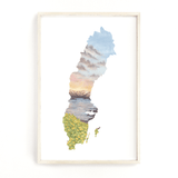 Sweden Watercolor Print, Sweden Art, Sweden Painting, Abisko National Park, Sweden shape Print Emilie Taylor Art