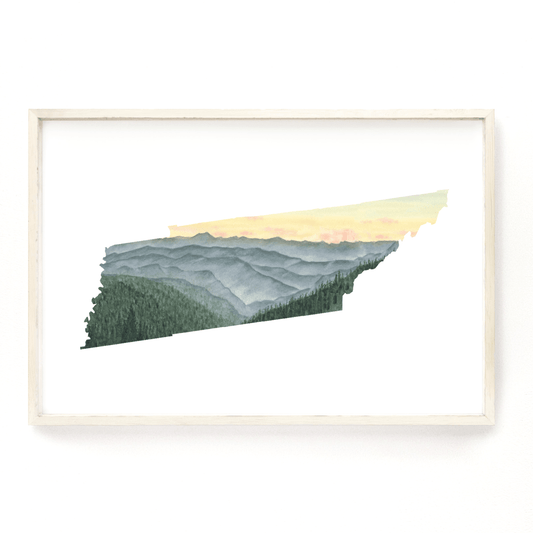 Tennessee Great Smoky Mountains National Park Watercolor Painting, Cades Cove Great Smoky Mountains Emilie Taylor Art