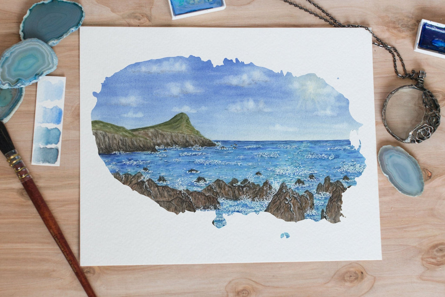 Terceira Watercolor Painting, Terceira Art, Island of Terceira, Azores Artwork, Azores Archipelago Emilie Taylor Art