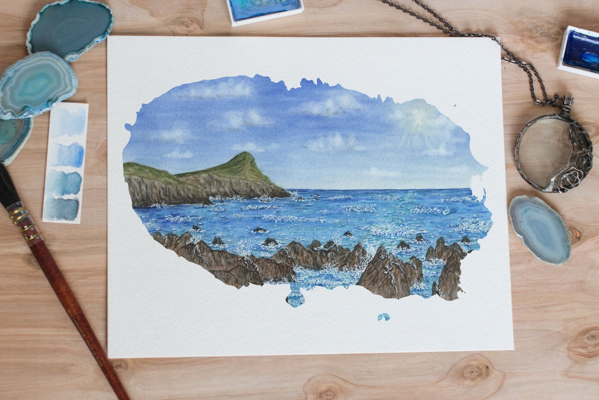Terceira Watercolor Painting, Terceira Art, Island of Terceira, Azores Artwork, Azores Archipelago Emilie Taylor Art