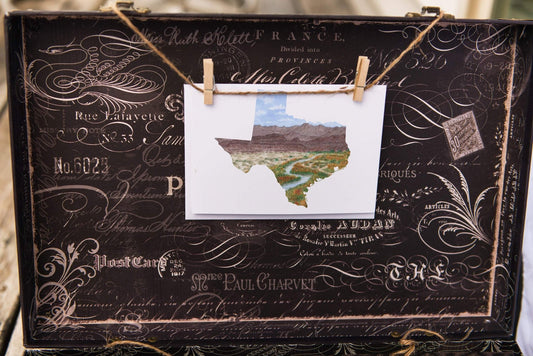Texas Greeting Card, Texas Notecard, Texas Souvenir, TX Greeting Card, Watercolor State Card Emilie Taylor Art