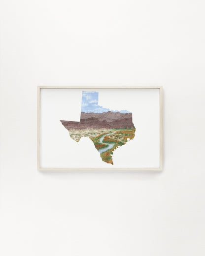 Texas Watercolor Print, Guadalupe Mountains National Park Souvenir, Texas Painting Emilie Taylor Art