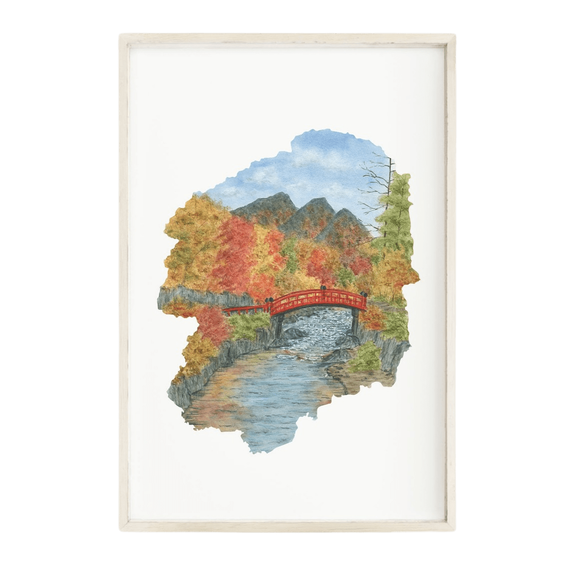 Tochigi Watercolor Painting, Japan Art, Tochigi Art, Shinkyo bridge, Tochigi Print Emilie Taylor Art