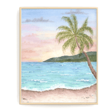 Tropical Beach Watercolor Painting, Beach Art, Beach Gift, Vacation Art Souvenir, Beach Seascape Emilie Taylor Art