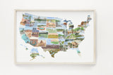 US Watercolor Map, US travel map, USA Painting, US Map with States paintings Emilie Taylor Art