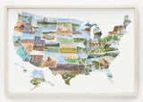 US Watercolor Map, US travel map, USA Painting, US Map with States paintings Emilie Taylor Art